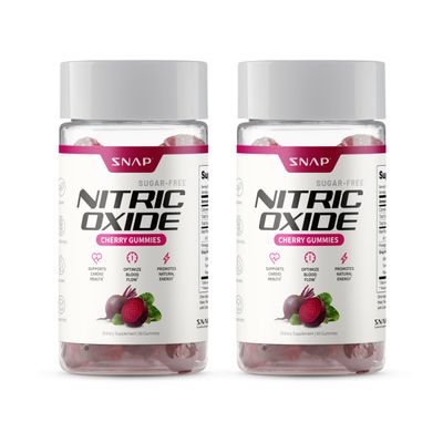 Snap Supplements Nitric Oxide Gummies - Beet Root Extract 300mg, Sugar Free Beetroot Supplement with Pomegranate Powder for Circulation & Natural Energy, 60 Vegan Gummies (2-Pack), Cherry Flavor