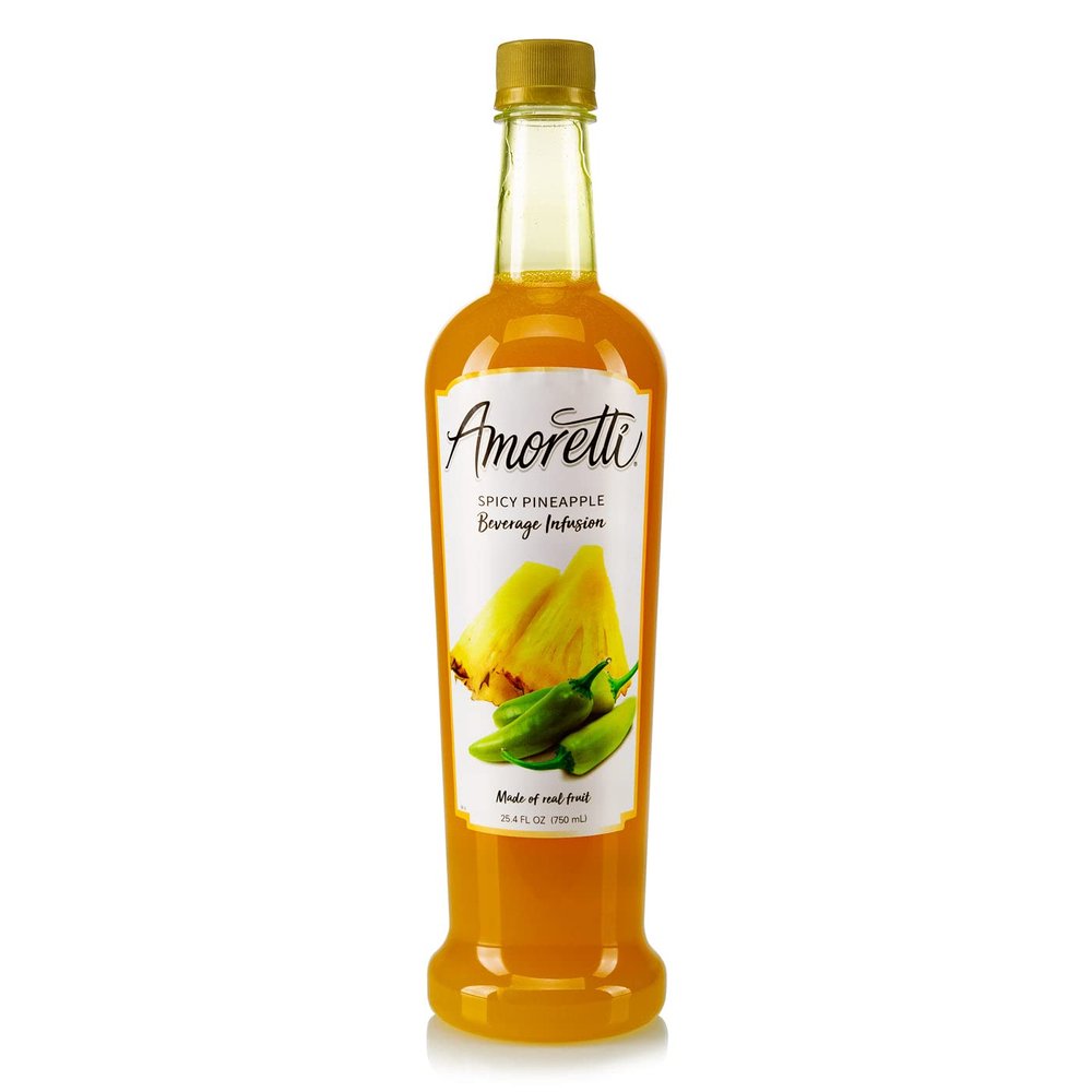 Amoretti - Spicy Pineapple Beverage Infusion Drink Mix & Water Enhancer with Pump for Flavoring Cocktails, Waters, Teas, and other Beverages, 94 Servings Per Bottle (750 ml), Preservative Free
