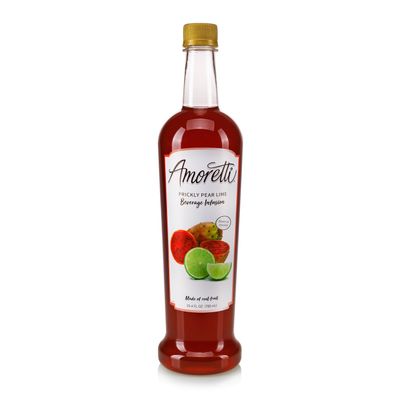 Amoretti - Prickly Pear Key Lime Beverage Infusion Drink Mix & Water Enhancer with Pump for Flavoring Cocktails, Waters, Teas, and other Beverages, 94 Servings Per Bottle (750 ml), Preservative Free