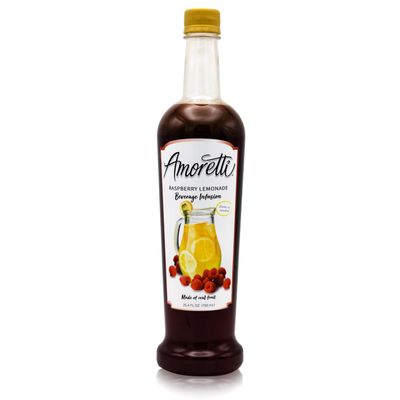 Amoretti - Raspberry Lemonade Beverage Infusion Drink Mix & Water Enhancer with Pump for Flavoring Cocktails, Waters, Teas, and other Beverages, 94 Servings Per Bottle (750 ml), Preservative Free