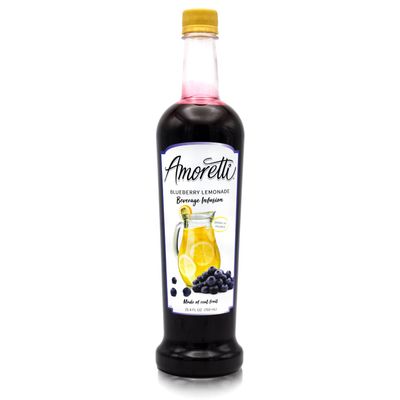 Amoretti - Blueberry Lemonade Beverage Infusion Drink Mix & Water Enhancer with Pump for Flavoring Cocktails, Waters, Teas, and other Beverages, 94 Servings Per Bottle (750 ml), Preservative Free