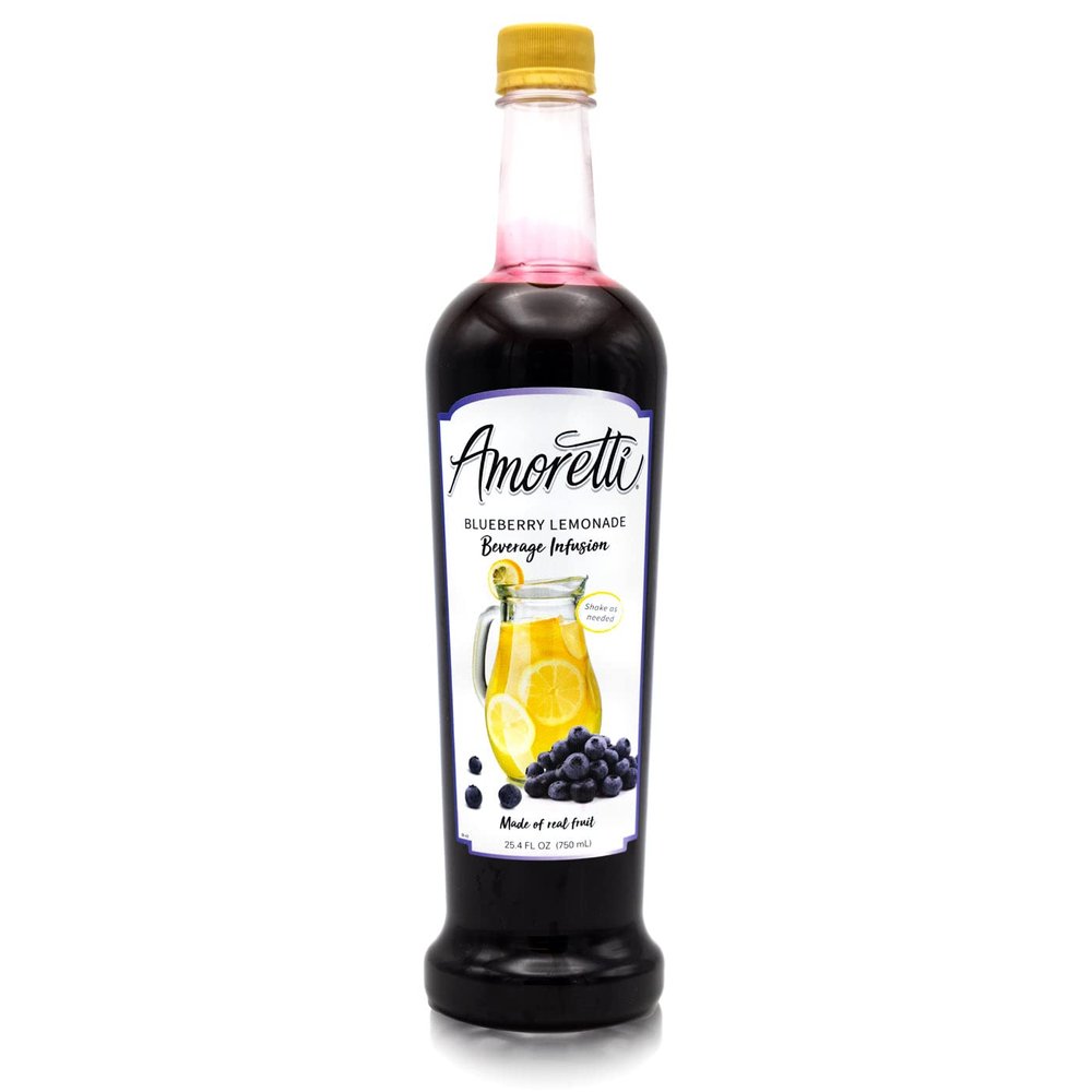 Amoretti - Blueberry Lemonade Beverage Infusion Drink Mix & Water Enhancer with Pump for Flavoring Cocktails, Waters, Teas, and other Beverages, 94 Servings Per Bottle (750 ml), Preservative Free