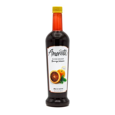Amoretti - Blood Orange Beverage Infusion Drink Mix & Water Enhancer with Pump for Flavoring Cocktails, Waters, Teas, and other Beverages, 94 Servings Per Bottle (750 ml), Preservative Free