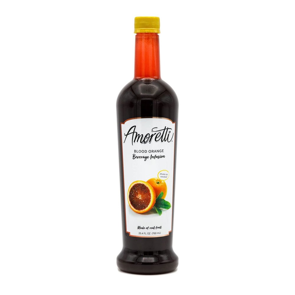 Amoretti - Blood Orange Beverage Infusion Drink Mix & Water Enhancer with Pump for Flavoring Cocktails, Waters, Teas, and other Beverages, 94 Servings Per Bottle (750 ml), Preservative Free
