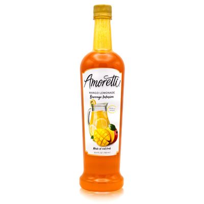 Amoretti - Mango Lemonade Beverage Infusion Drink Mix & Water Enhancer with Pump for Flavoring Cocktails, Waters, Teas, and other Beverages, 94 Servings Per Bottle (750 ml), Preservative Free