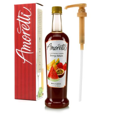 Amoretti - Southern Charm Beverage Infusion, 94 Servings Per Bottle (750 ml) - Drink Mix & Water Enhancer with Pump for Flavoring Cocktails, Waters, Teas, and other Beverages, Preservative Free