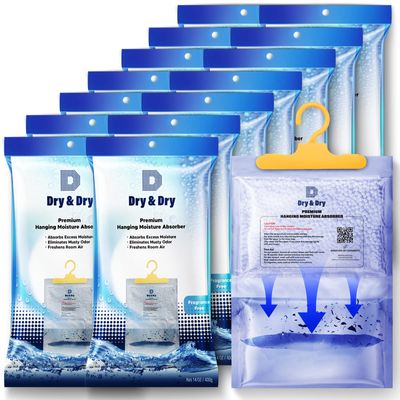 Dry & Dry 14 Packs [Net 14.1 Oz/Pack] Moisture Absorbers Dehumidifiers for Home Dehumidifier for Basement Dehumidifiers for Bedroom Small Dehumidifiers - Dehumidifiers Moisture Absorbers