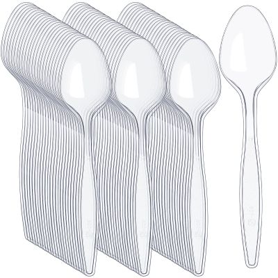 Thenshop Clear Plastic Spoons 1000 Count Heavyweight Disposable Plastic Serving Utensils Heavy Duty Spoons Bulk for Party Supplies, 5.8 Inch