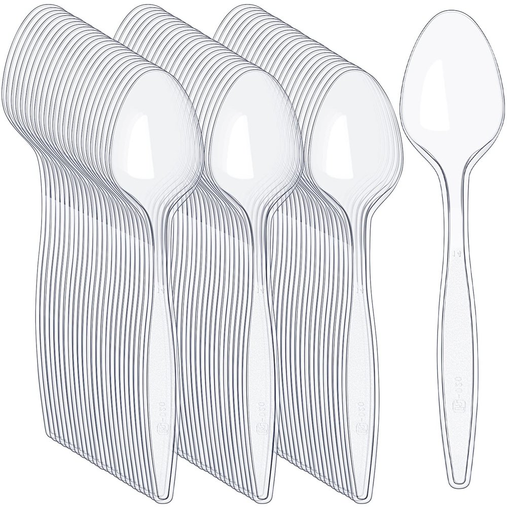 Thenshop Clear Plastic Spoons 1000 Count Heavyweight Disposable Plastic Serving Utensils Heavy Duty Spoons Bulk for Party Supplies, 5.8 Inch