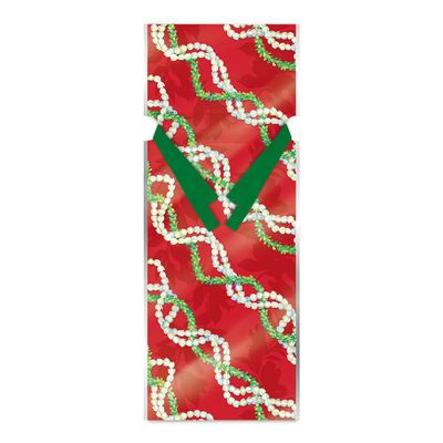 Hawaiian Foil Drawstring Large Holiday Party Favor Wine Bags, 3 Pack (Pikake Lei II)
