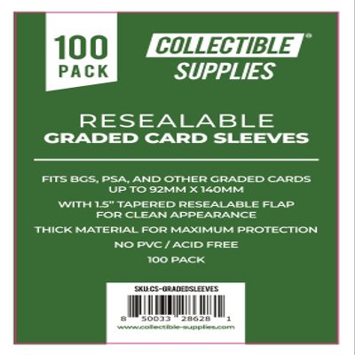 Resealable Graded Card Sleeves/Bags with 1.5" Tapered Flap Collectible Supplies (100 pack)