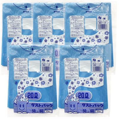 Nissen Polytec Garbage Bags, Dust Pack, Made in Japan, Blue, 6.5 gal (20 L), Pack of 10 x 5