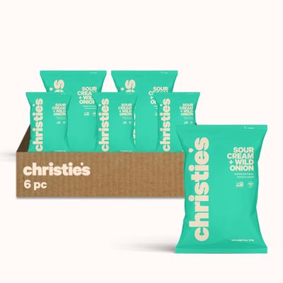 Christie's Chips Sour Cream + Wild Onion - Super Natural Vegan Potato Chips - Classic Flavor Reimagined - Dairy-Free, Bold, and Delicious - A Timeless Favorite Perfect for Snacking - 5 oz - 6 Pack