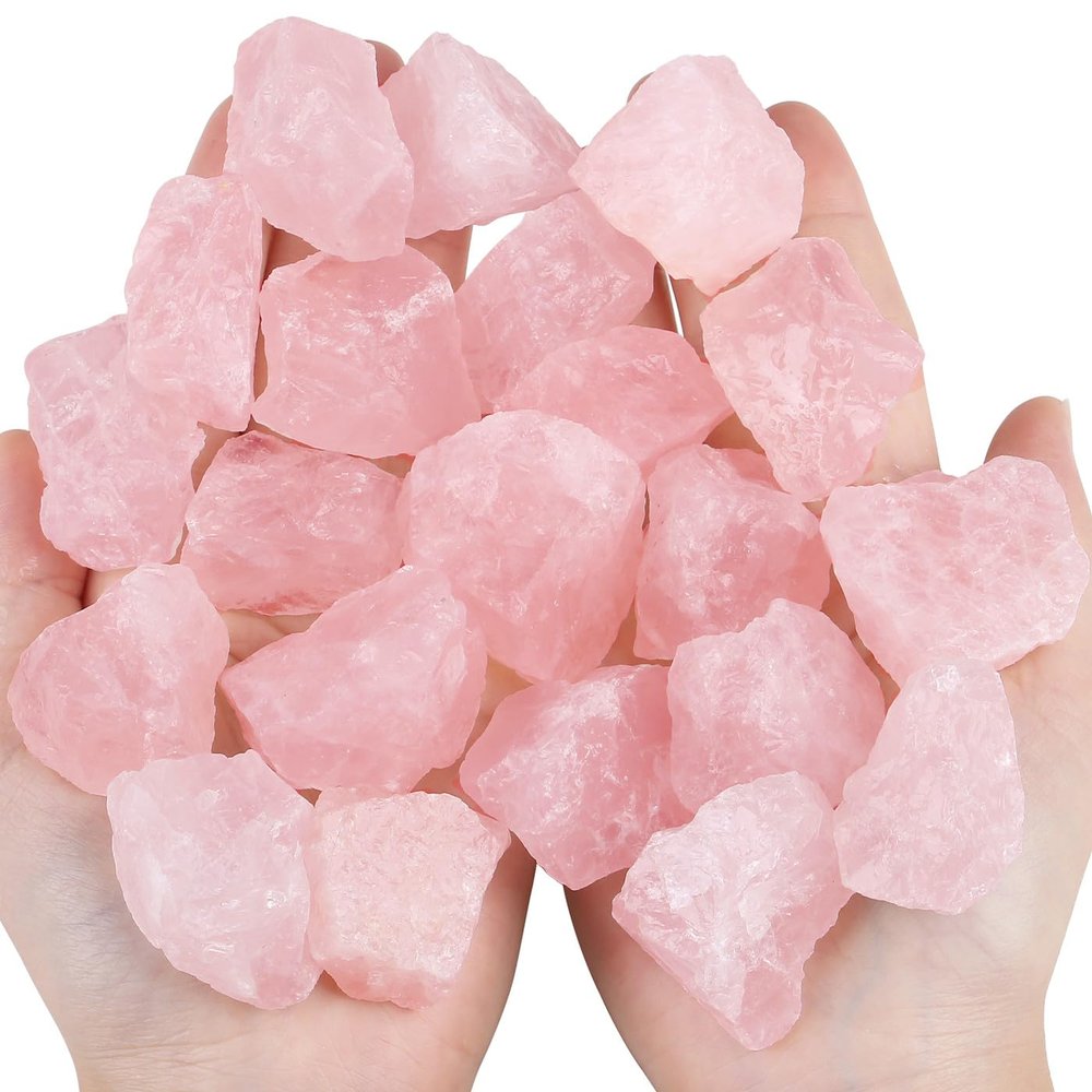 0.9 lbs Rose Quartz Crystals Raw Stones Healing Crystal Quartz Large 1" Bulk Rocks Gemstones for Tumbling Cabbing Fountain Decoration Polishing Wicca Reiki 400G Rough Quartz
