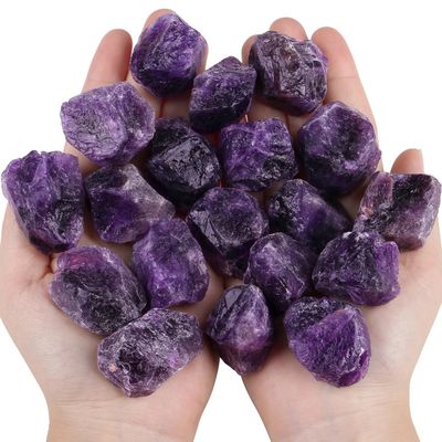 0.9 lbs Amethyst Crystals Raw Healing Crystal Large 1" Stones Bulk Gemstones Rocks for Tumbling Cabbing Fountain Decoration Polishing Wicca Reiki 400G Rough Quartz