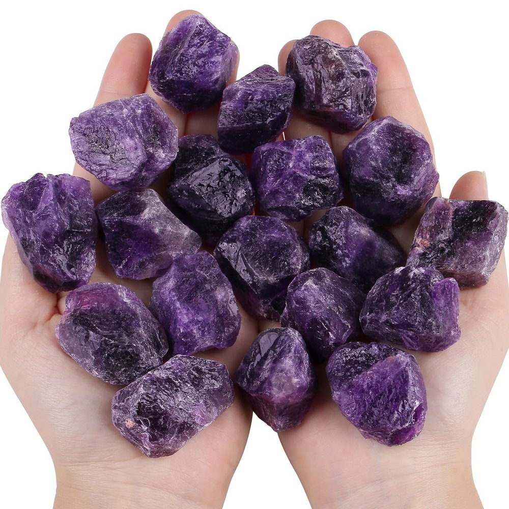 0.9 lbs Amethyst Crystals Raw Healing Crystal Large 1" Stones Bulk Gemstones Rocks for Tumbling Cabbing Fountain Decoration Polishing Wicca Reiki 400G Rough Quartz