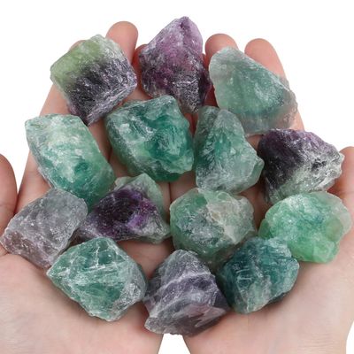 400G Fluorite Crystals Raw Healing Crystal Rocks Large 1" Bulk Gemstones for Tumbling Cabbing Fountain Decoration Polishing Wire Wrapping Wicca Reiki 0.9 lbs Rough Quartz Stones