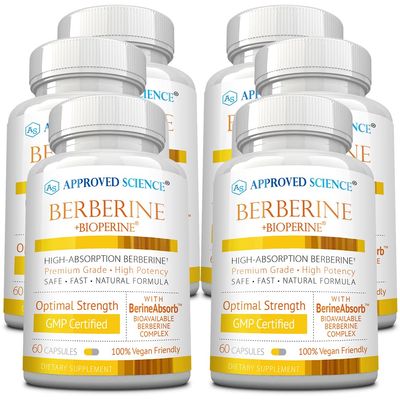 Approved Science Berberine 1000mg - High Absorption Berberine Supplement with BioPerine - 360 Capsules - 6 Month Supply - Vegan