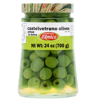 FRATELLI D'AMICO - Castelvetrano Sicilian Green Olives, 24 oz, Premium Quality, Imported From Italy, Natural Olive