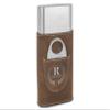TEEAMORE Personalized Cigar Case with Cutter Custom Cigar Holder Leather 3-Finger Cigar Travel Case Cigar Set for Men Light Brown view 1