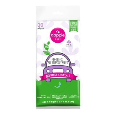 Dapple baby All Purpose Wipes, Hypoallergenic & Powered by Plants Cleaning Wipes, Hint of Lavender, 30 Count (Pack of 1)