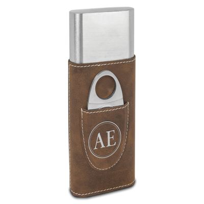 TEEAMORE Personalized Cigar Case with Cutter Custom Cigar Holder Leather 3-Finger Cigar Travel Case Cigar Case Set for Men Silver