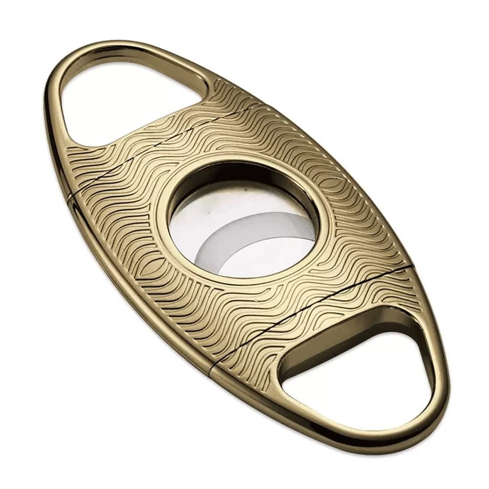 Feiyx Cigar Cutter, Portable Cigar Cutters, Stainless Steel Portable Double-Edged Thickened Cigar Cutter, Perfect for Used by Cigar Lovers (Color : Gold)