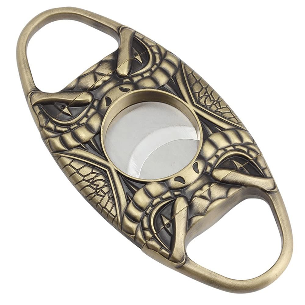 Feiyx Premium Cigar Cutter - Portable Cigar Cutters, Double Bladed Stainless Steel Cigar Cutter, Stainless Steel Cigar Cutter, Perfect for Used by Cigar Lovers (Color : Gold)