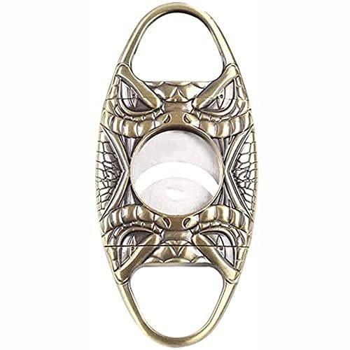 Feiyx Cigar Cutter Antique Bronze Engrave Stainless Steel Double Cut Blade Cigar Guillotine,Stainless Steel Cigar Cutter Portable Cigar Cutter