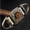 Feiyx Cigar Cutter Antique Bronze Engrave Stainless Steel Double Cut Blade Cigar Guillotine,Stainless Steel Cigar Cutter Portable Cigar Cutter view 4