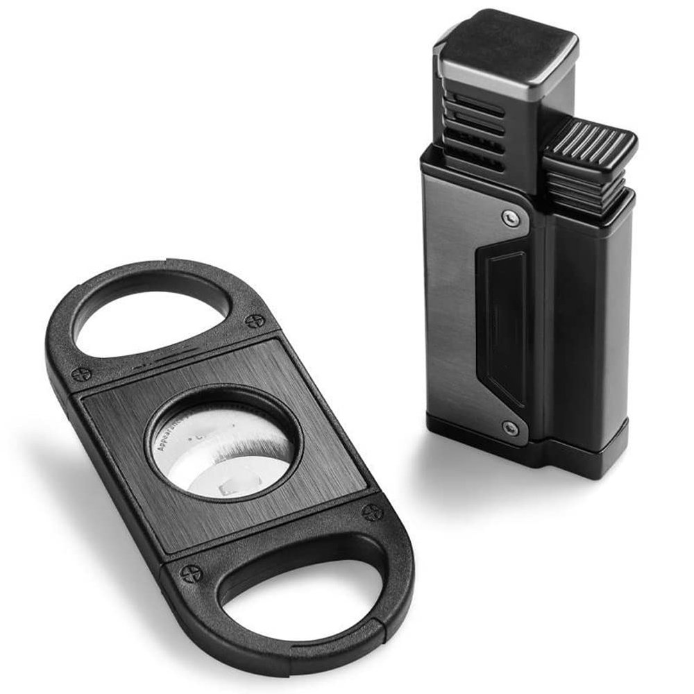 Feiyx Cigar Cutter, Portable Cigar Cutters, Stainless Steel Double Blade Metal Cigar Clippers Scissors for Cigar Accessories Tools, Perfect for Used by Cigar Lovers Cigar Cutter Gift Box