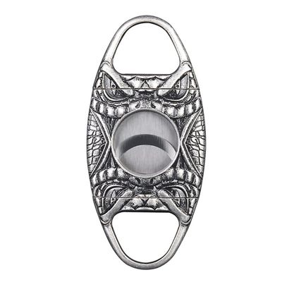 Feiyx Premium Cigar Cutter,Pocket Cigar Cutters,Portable Double-Edged Stainless Steel Cigar Cutter,Exquisite Engraving Patterns,Perfect for Used by Cigar Lovers (Color : Silver)