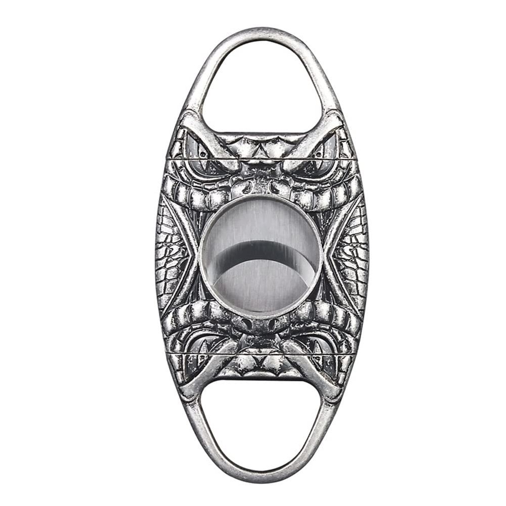Feiyx Premium Cigar Cutter,Pocket Cigar Cutters,Portable Double-Edged Stainless Steel Cigar Cutter,Exquisite Engraving Patterns,Perfect for Used by Cigar Lovers (Color : Silver)