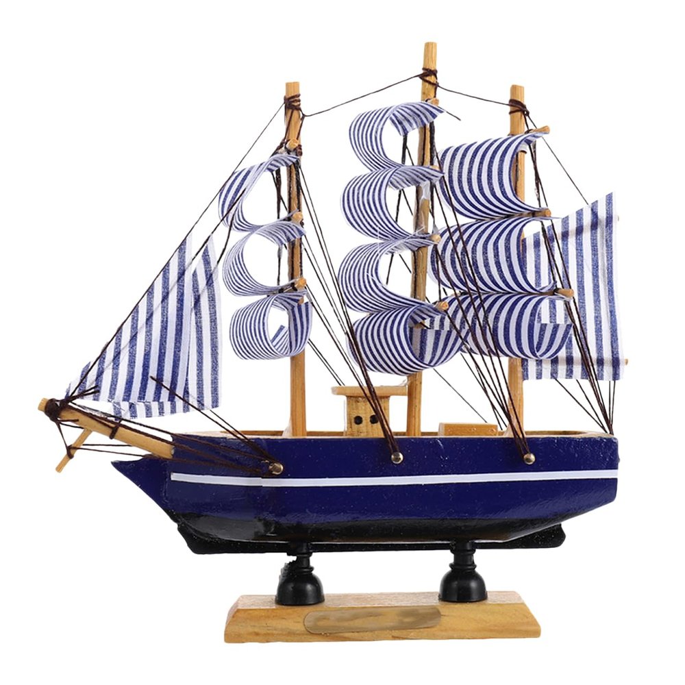 Abaodam Mini Sailboat Cake Topper Wooden Sailing Boat Model, 5.5 Inch Nautical Cake Decoration for Graduation, Birthday, Baby Shower and Coastal Party Tabletop Decor