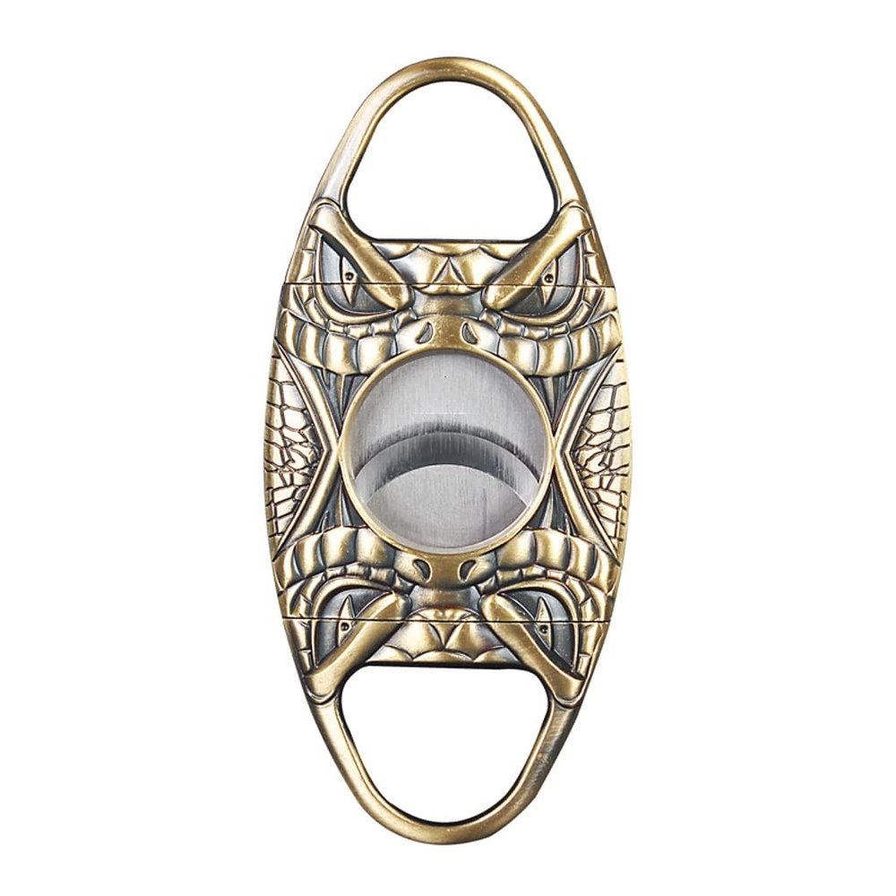 Feiyx Premium Cigar Cutter,Pocket Cigar Cutters,Portable Double-Edged Stainless Steel Cigar Cutter,Exquisite Engraving Patterns,Perfect for Used by Cigar Lovers (Color : Gold)