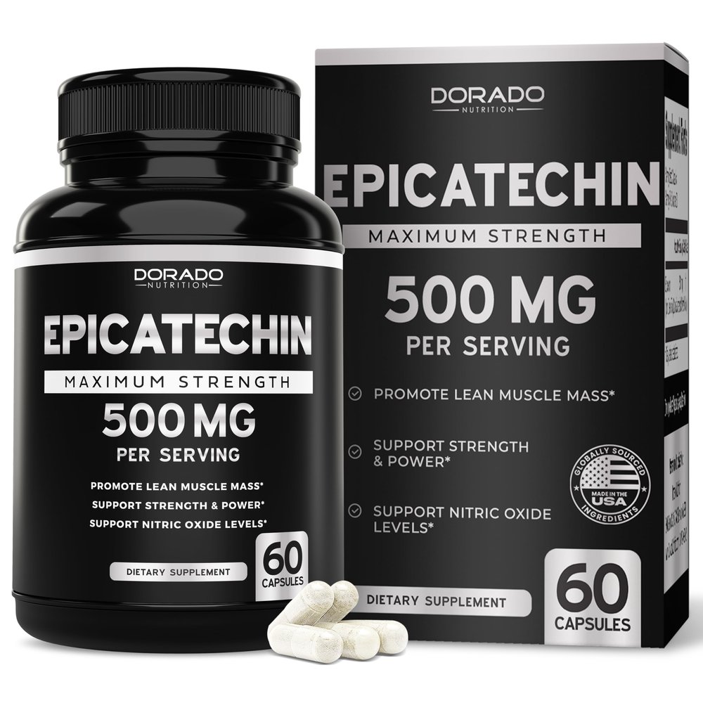Epicatechin Extract 500mg Per Serving (60 Capsules) Myostatin Inhibitor, Myostatin Blocker for Lean Muscle, Nitric Oxide, Stamina & Endurance Non GMO, Vegan Supplement & Third Party Tested