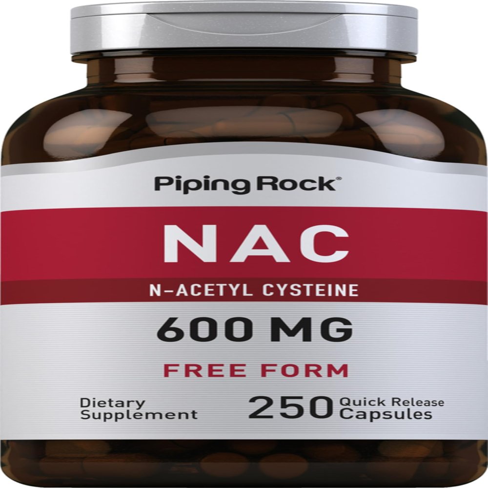 Piping Rock NAC Supplement N-Acetyl Cysteine | 600mg | 250 Capsules | Free Form Pills for Women and Men | Non-GMO, Gluten Free
