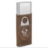 TEEAMORE Personalized Cigar Case with Cutter Custom Cigar Holder Leather 3-Finger Cigar Travel Case Cigar Set for Man Light Brown view 1
