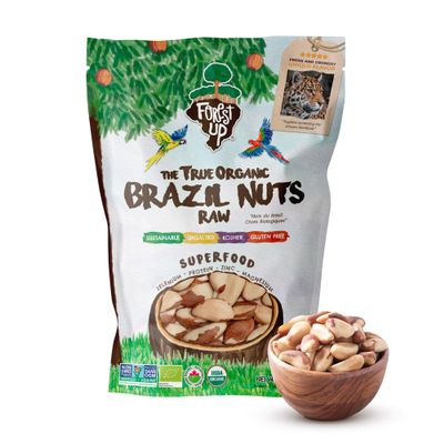 Snack The True Organic Brazil Nuts 15 oz Raw and Unsalted Kosher Healthy-Rich in Vegetable Protein Harvested in Amazon Rainforest Fresh, Vegan and Gluten Free Forest Up