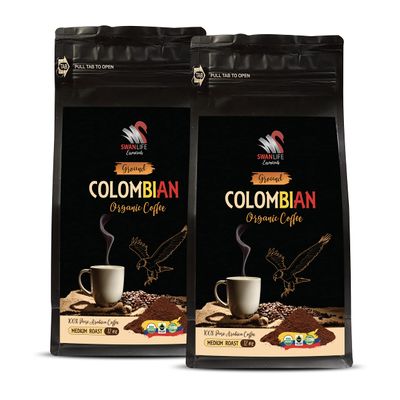 100% colombian coffee - COLOMBIAN GROUND COFFEE ORGANIC, medium roast, 100% pure arabica, acidity medium, fair trade - arabica coffee organic, 2 Bags (24 Oz)