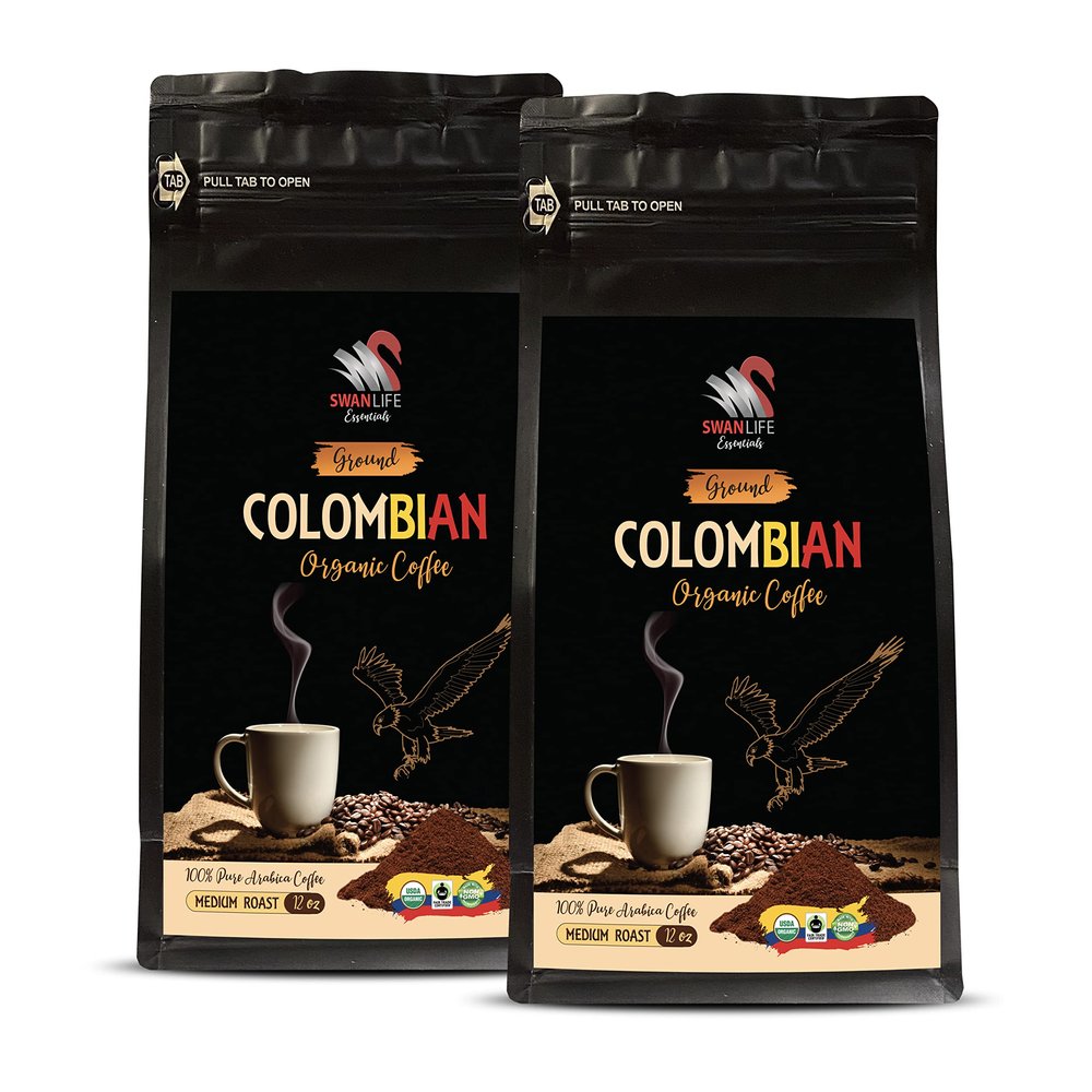 100% colombian coffee - COLOMBIAN GROUND COFFEE ORGANIC, medium roast, 100% pure arabica, acidity medium, fair trade - arabica coffee organic, 2 Bags (24 Oz)