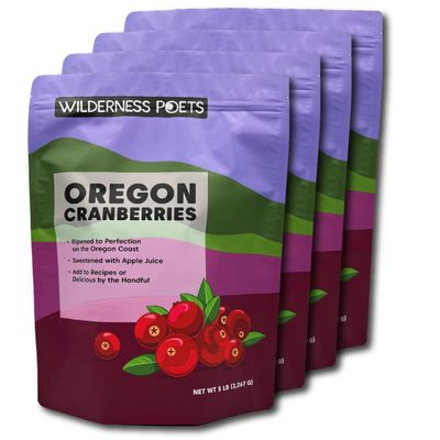 Wilderness Poets, Oregon Cranberries (Sweetened with Apples) - Dried Cranberries Infused with Unsweetened Apple Juice - 5 pound (Pack of 4)