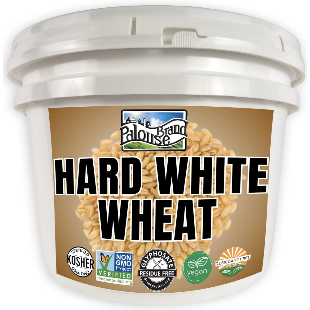 Palouse Brand Certified Glyphosate Residue Free Hard White Wheat Berries | 25 LBS | Emergency Food Storage Bucket | Non-GMO | Grown on Our Family Farm | Bulk