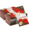 200 Pcs Christmas Poinsettia Napkins Red Green Buffalo Plaid Bordered Poinsettia Disposable Paper Dinner Napkins Merry Christmas Holly and Berry Hand Towels for Home Kitchen Christmas Party Supplies view 1