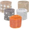 EXCEART 5rolls Christmas Decorative Ribbons Wide Faux Linen Wired Ribbons for Xmas Tree Wrapping Hair Accessories and Home Crafts Includes Striped Dotted and Plaid Designs view 1