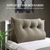 Rucener 8 lbs Thickened Twin Wedge Pillow Headboard College Dorm Bed Velvet Wedge Pillow Backrest Triangular Headboard Pillows with Side Pocket, Dorm Bedding Essentials for Girls & Boys, Taupe view 3