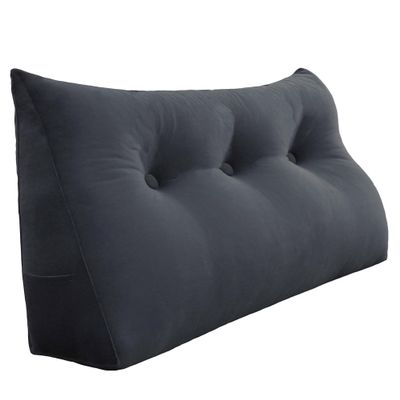Rucener 8 lbs Thickened Twin Wedge Pillow Headboard College Dorm Bed Velvet Wedge Pillow Backrest Triangular Headboard Pillows with Side Pocket, Dorm Bedding Essentials for Girls & Boys