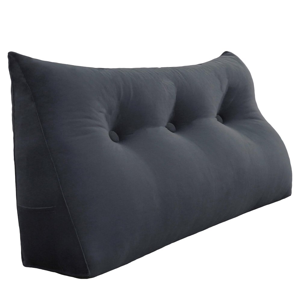 Rucener 8 lbs Thickened Twin Wedge Pillow Headboard College Dorm Bed Velvet Wedge Pillow Backrest Triangular Headboard Pillows with Side Pocket, Dorm Bedding Essentials for Girls & Boys