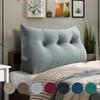Rucener 8 lbs Thickened Twin Wedge Pillow Headboard College Dorm Bed Velvet Wedge Pillow Backrest Triangular Headboard Pillows with Side Pocket, Dorm Bedding Essentials for Girls & Boys, Gray view 1