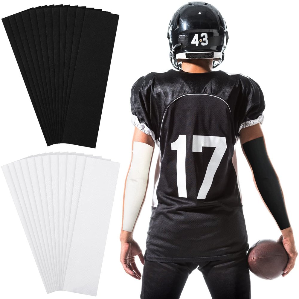 24 Pcs Athletic Turf Tape Easy to Apply Athletic Tape Football Turf Tape Easy Tear No Sticky Residue Tape for Athlete, Sport Trainers, 15.75 x 3.94 Inches (Black, White)